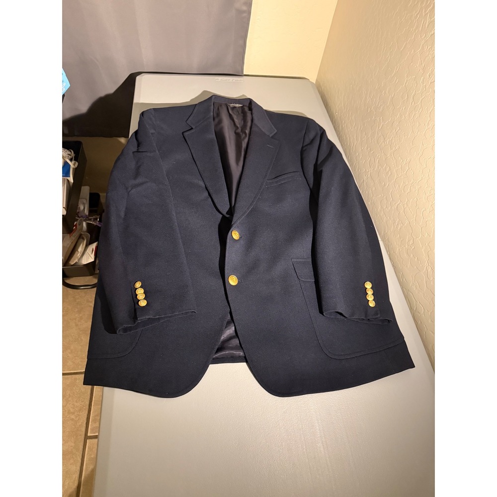 VTG Chaps Ralph Lauren Nordstrom Mens Blue Wool Blazer Sport Coat Gold Button